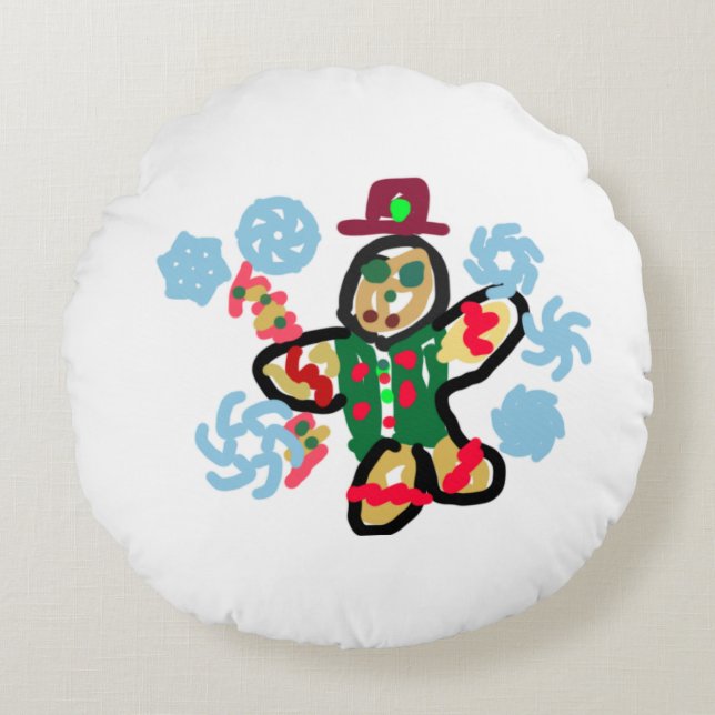 Gingerbread man dance rund kudde (Framsidan)