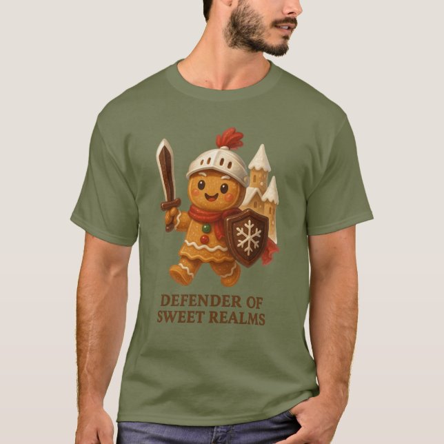 Gingerbread Man - Defender of the Realm Christmas  T Shirt (Framsida)