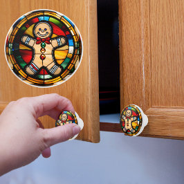 Gingerbread Man Fals Glasmosaik Knopp