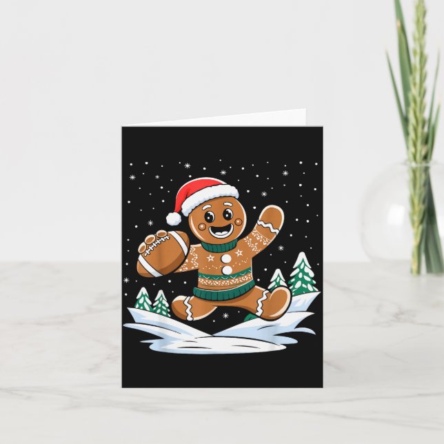 Gingerbread Man Football Ugly Christmas Pajamas Co Kort (Framsida)