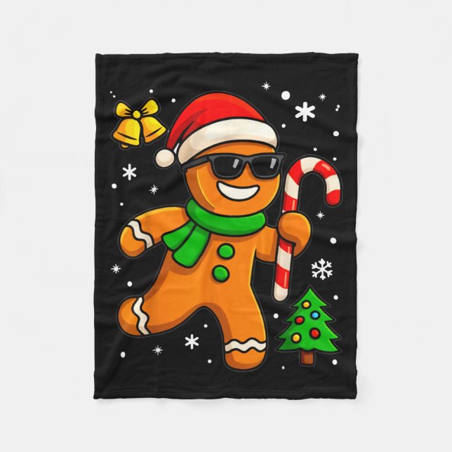 Gingerbread Man Funny Christmas Cookie Costume Bak Fleecefilt (Framsidan)