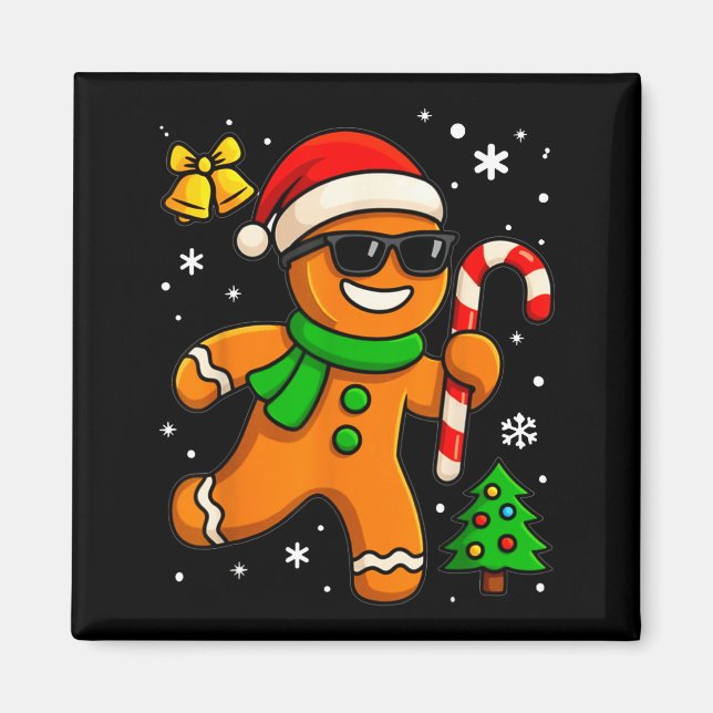 Gingerbread Man Funny Christmas Cookie Costume Bak Magnet (Framsidan)