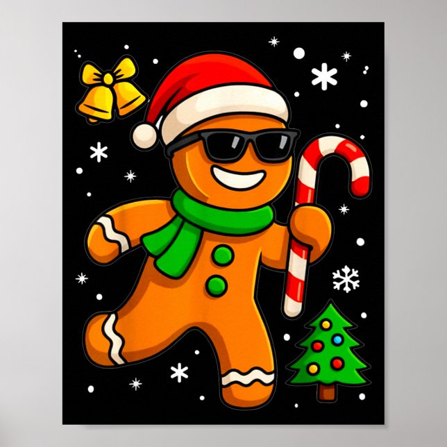 Gingerbread Man Funny Christmas Cookie Costume Bak Poster (Framsidan)