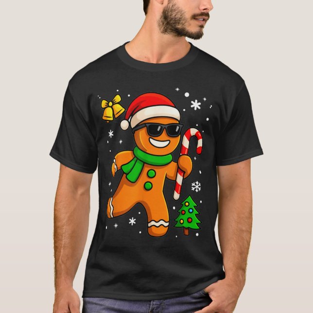 Gingerbread Man Funny Christmas Cookie Costume Bak T Shirt (Framsida)