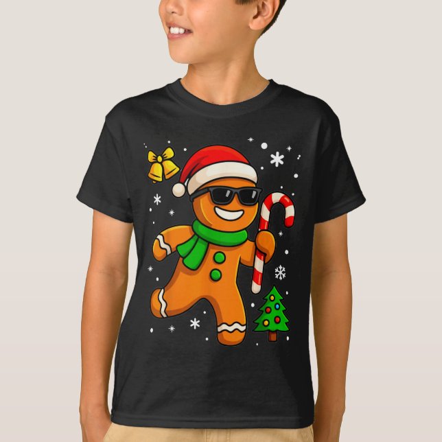 Gingerbread Man Funny Christmas Cookie Costume Bak T Shirt (Framsida)