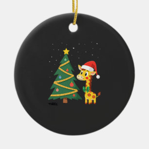 Gingerbread Man Giraffe Santa Hatt Julgran T Julgransprydnad Keramik