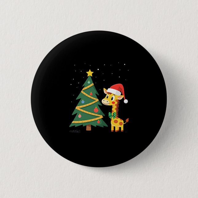 Gingerbread Man Giraffe Santa Hatt Julgran T Knapp (Framsida)