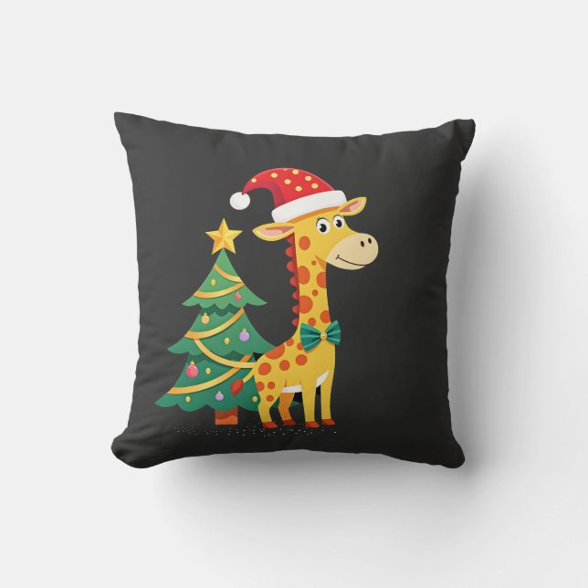 Gingerbread Man Giraffe Santa Hatt Julgran T Kudde (Framsida)