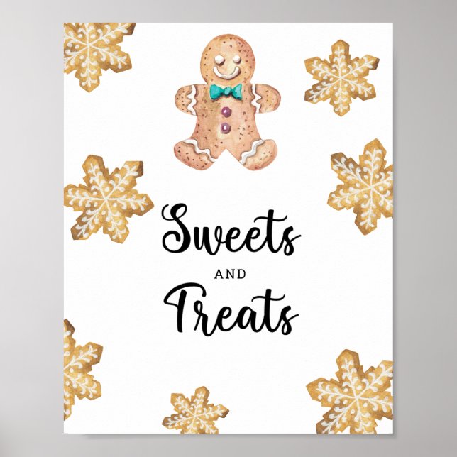Gingerbread man - godis och gods baby shower poster (Framsidan)