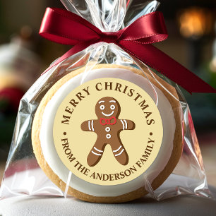 Gingerbread Man Gul God Jul Runt Klistermärke