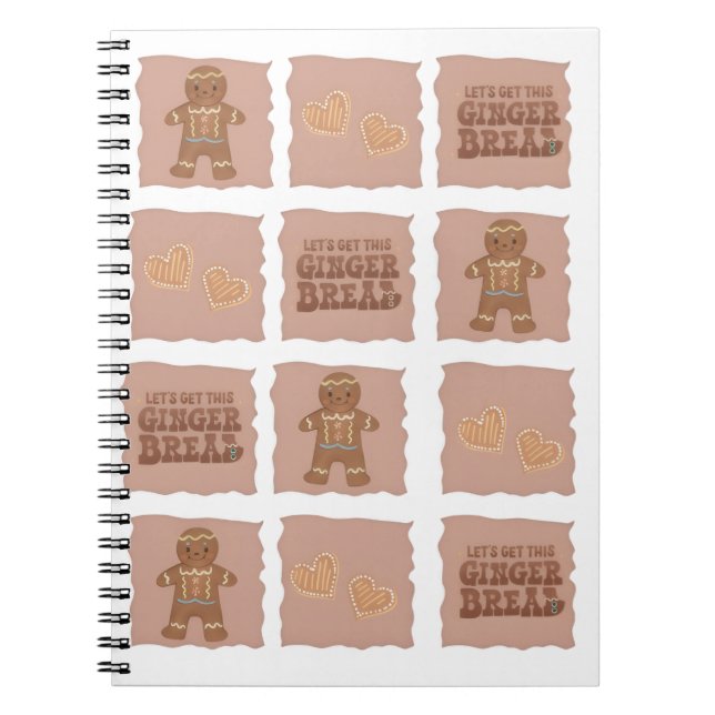 Gingerbread Man & Hearts Notebook Design Anteckningsbok (Framsidan)
