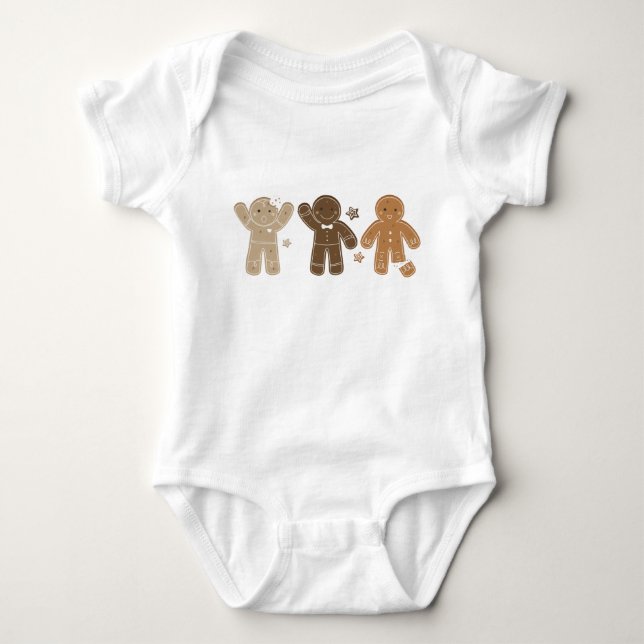 Gingerbread Män Holiday Baby Onesie T Shirt (Framsida)