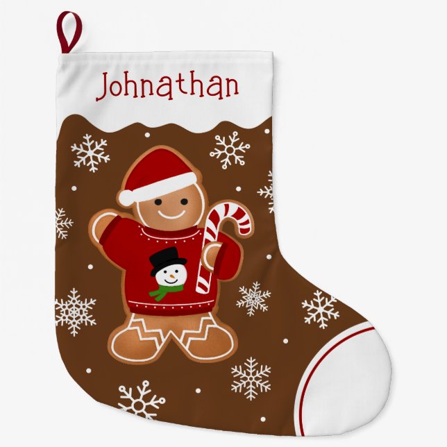 Gingerbread Man i Tröja Stor Julstrumpa (Framsidan)