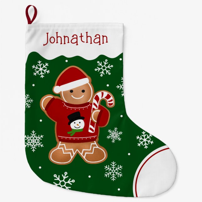 Gingerbread Man i Tröja Stor Julstrumpa (Framsidan)