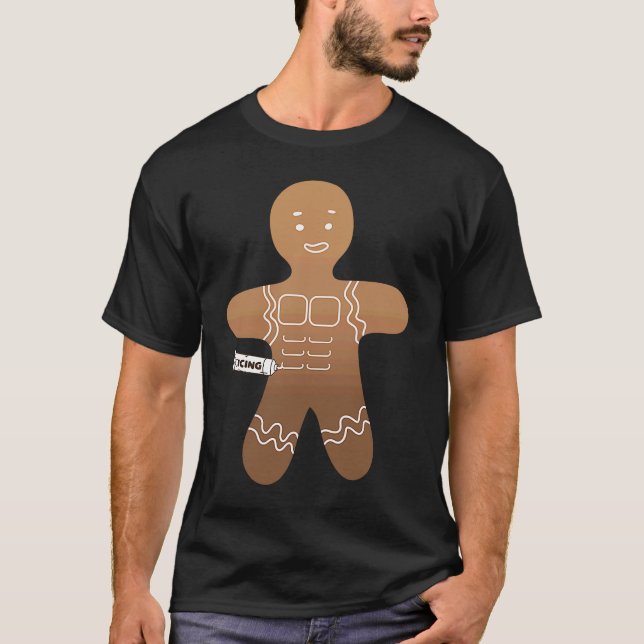 Gingerbread Man Icing Fitness Workout Ugly Christm T Shirt (Framsida)