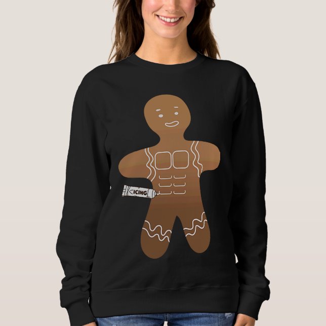 Gingerbread Man Icing Fitness Workout Ugly Christm T Shirt (Framsida)