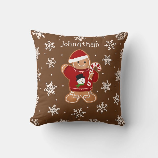 Gingerbread Man in Sweater Kudde (Framsida)