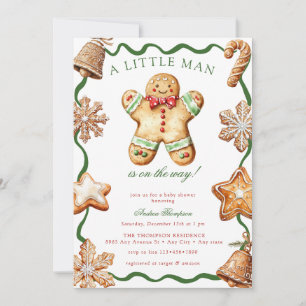 Gingerbread Man Jul Baby Shower Inbjudningar