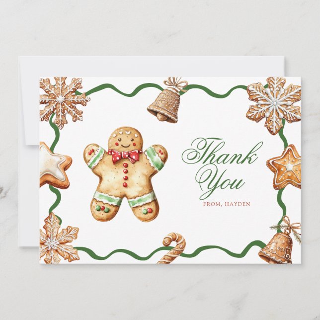 Gingerbread Man | Jul Bebis Shower Tack Kort (Framsida)
