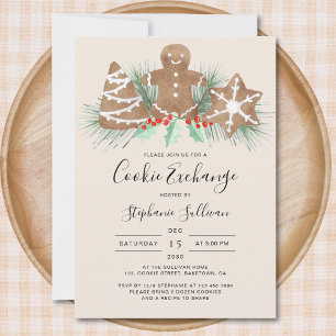 Gingerbread Man Julbakstuga för Cookie Exchange Inbjudningar