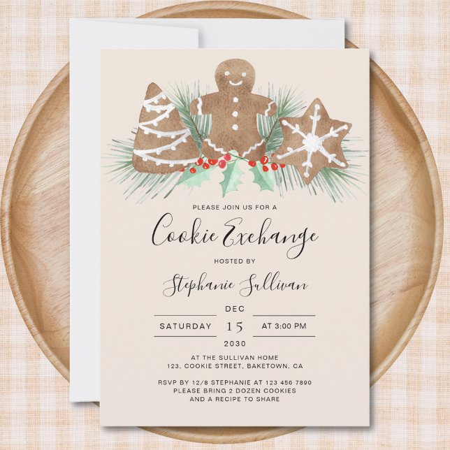 Gingerbread Man Julbakstuga för Cookie Exchange Inbjudningar (Skapare uppladdad)