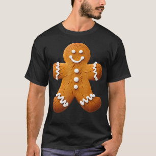 Gingerbread Man Kostym Rolig Halloween Jul T Shirt