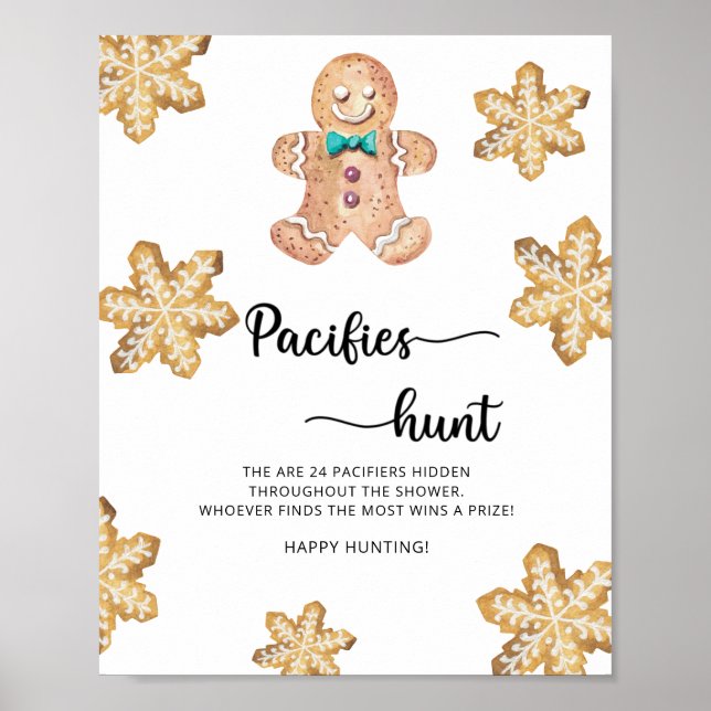 Gingerbread man - lugnande jakt baby shower spel poster (Framsidan)