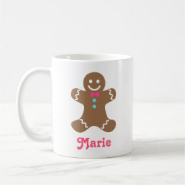Gingerbread Man med rosa slips och blå knappar Kaffemugg