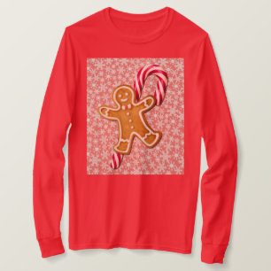 Gingerbread Man och Candy Cane-konst på t-shirt
