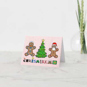 Gingerbread-män och Julgran Chrismukkah-kort Kort