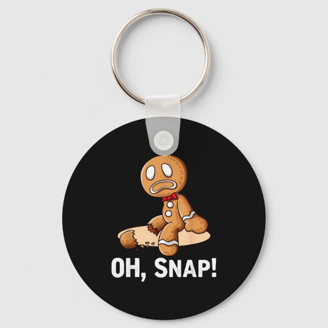 Gingerbread Man Oh Snap Christmas Funny Cookie Bak Nyckelring (Framsida)