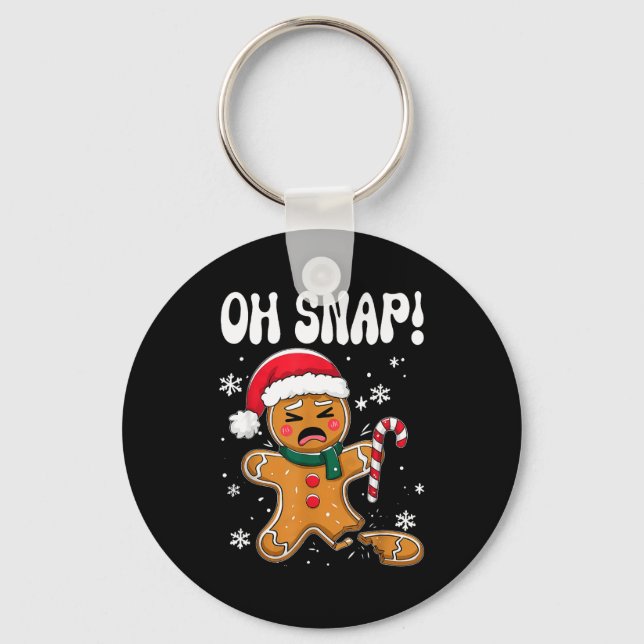 Gingerbread Man Oh Snap Christmas Funny Cookie Bak Nyckelring (Framsida)