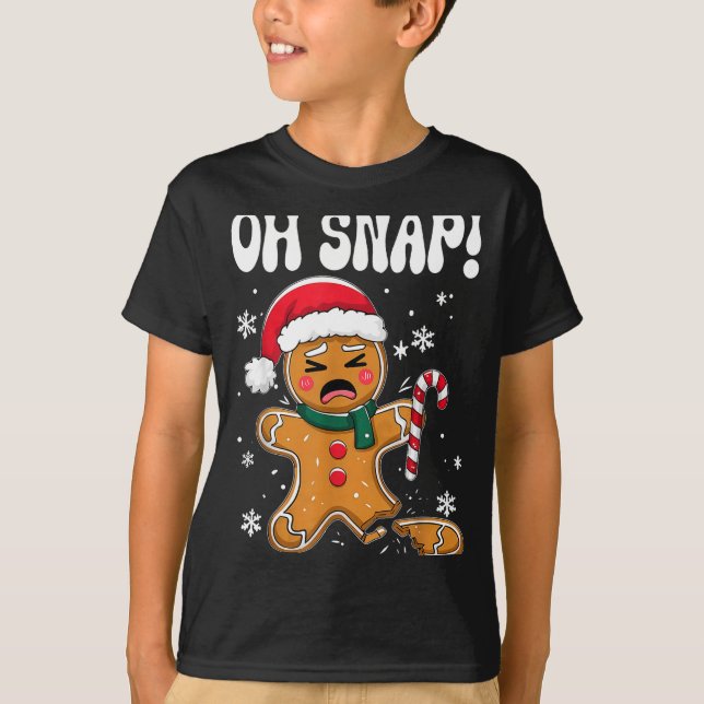 Gingerbread Man Oh Snap Christmas Funny Cookie Bak T Shirt (Framsida)