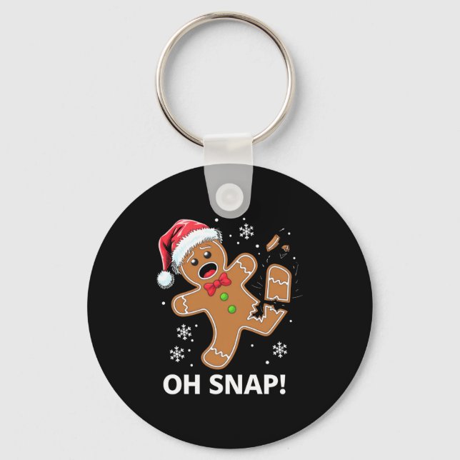 Gingerbread Man Oh Snap Christmas Funny Cookie  Nyckelring (Framsida)