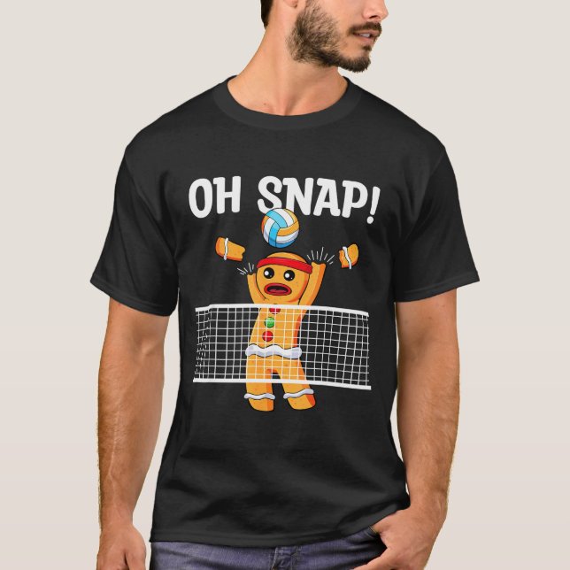 Gingerbread Man Oh Snap Christmas Volleyball Playe T Shirt (Framsida)
