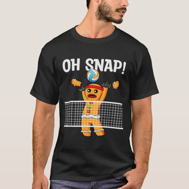 Gingerbread Man Oh Snap Christmas Volleyball Playe T Shirt (Framsida)