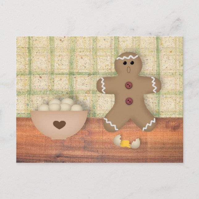 Gingerbread Man "Oops" Receptkort Vykort (Framsida)