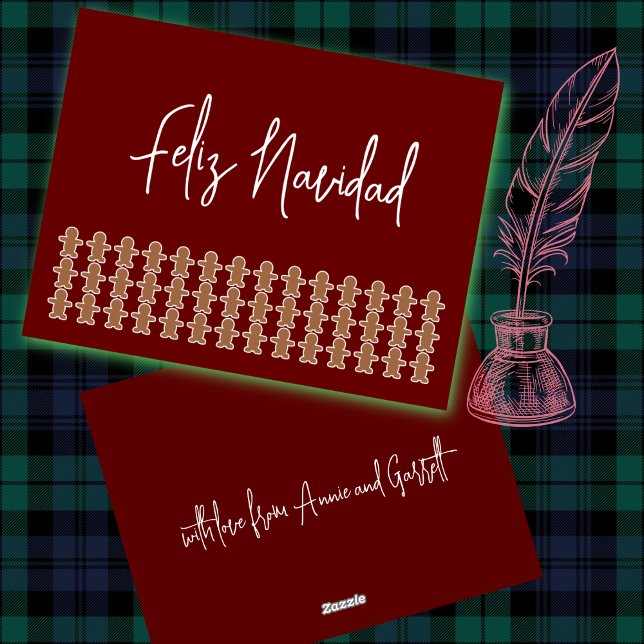 Gingerbread-män på Feliz Navidad Julkort (Skapare uppladdad)