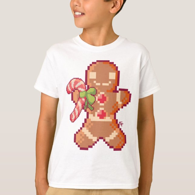 GingerBread man, pixelart, Pixel Art  T Shirt (Framsida)