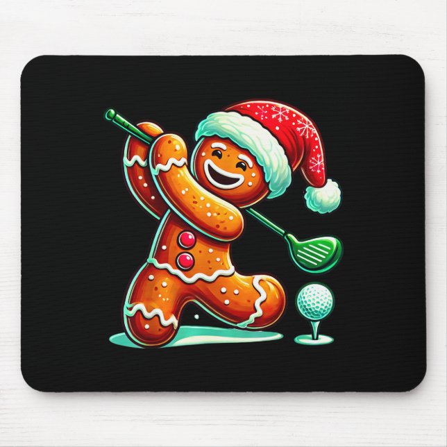 Gingerbread Man Plays Golf Christmas Golfing Santa Musmatta (Framsidan)