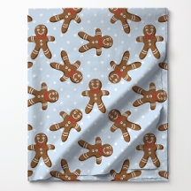 Gingerbread Man Polka Dot På Blå Jul 