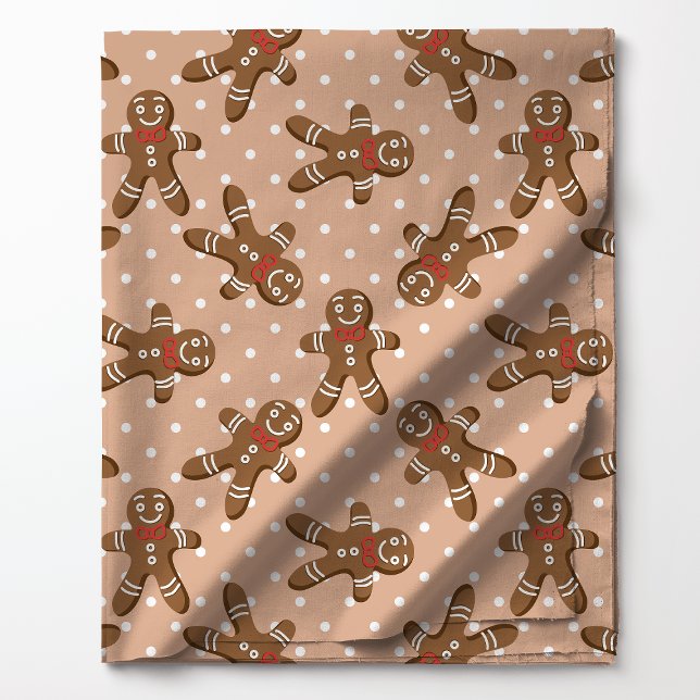 Gingerbread Man Polka Dot På Brun Jul Tyg (Skapare uppladdad)