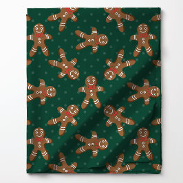 Gingerbread Man Polka Dot På Grön Jul Tyg