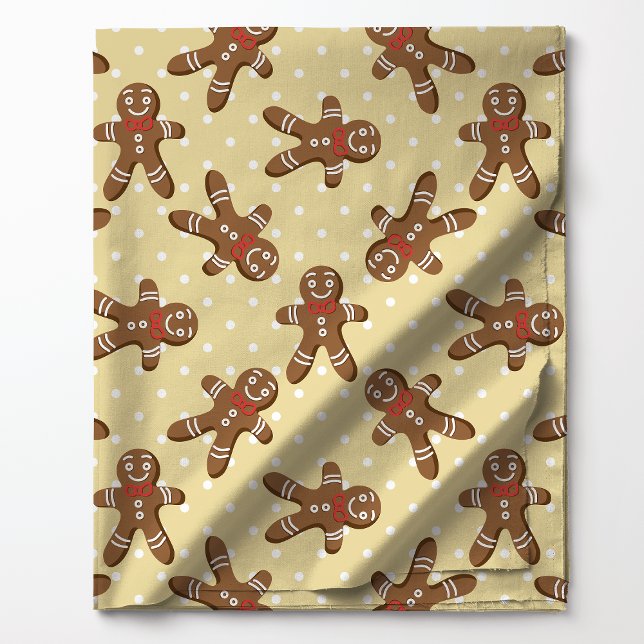 Gingerbread Man Polka Dot på kräm jul Tyg (Skapare uppladdad)