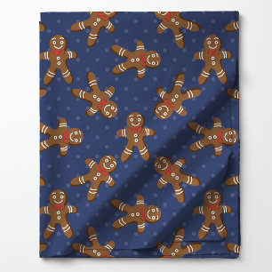 Gingerbread Man Polka Dot På Navy Jul Tyg