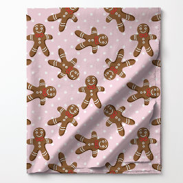 Gingerbread Man Polka Dot På Rosa Jul Tyg