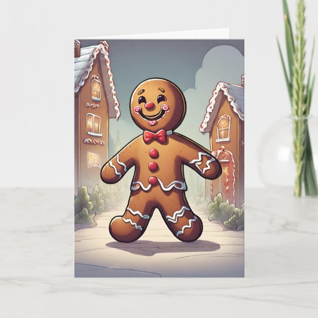 Gingerbread Man Retro konceptkonst julkort Helgkort (Framsida)