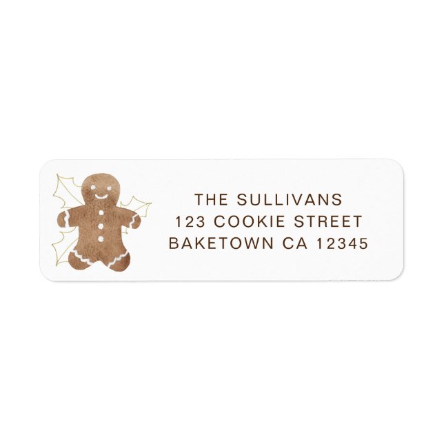 Gingerbread Man Return Address Returadress Etikett (Framsidan)