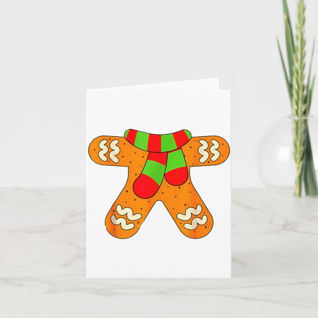 Gingerbread Man Shirt Adult Kids Men Women Cookie  Kort (Framsida)