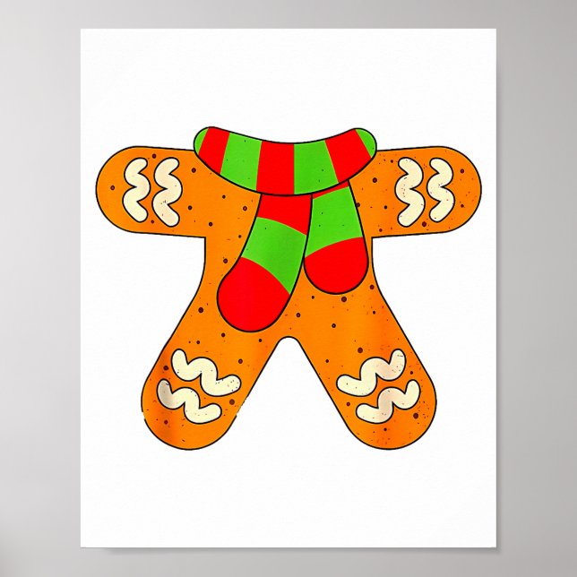 Gingerbread Man Shirt Adult Kids Men Women Cookie  Poster (Framsidan)